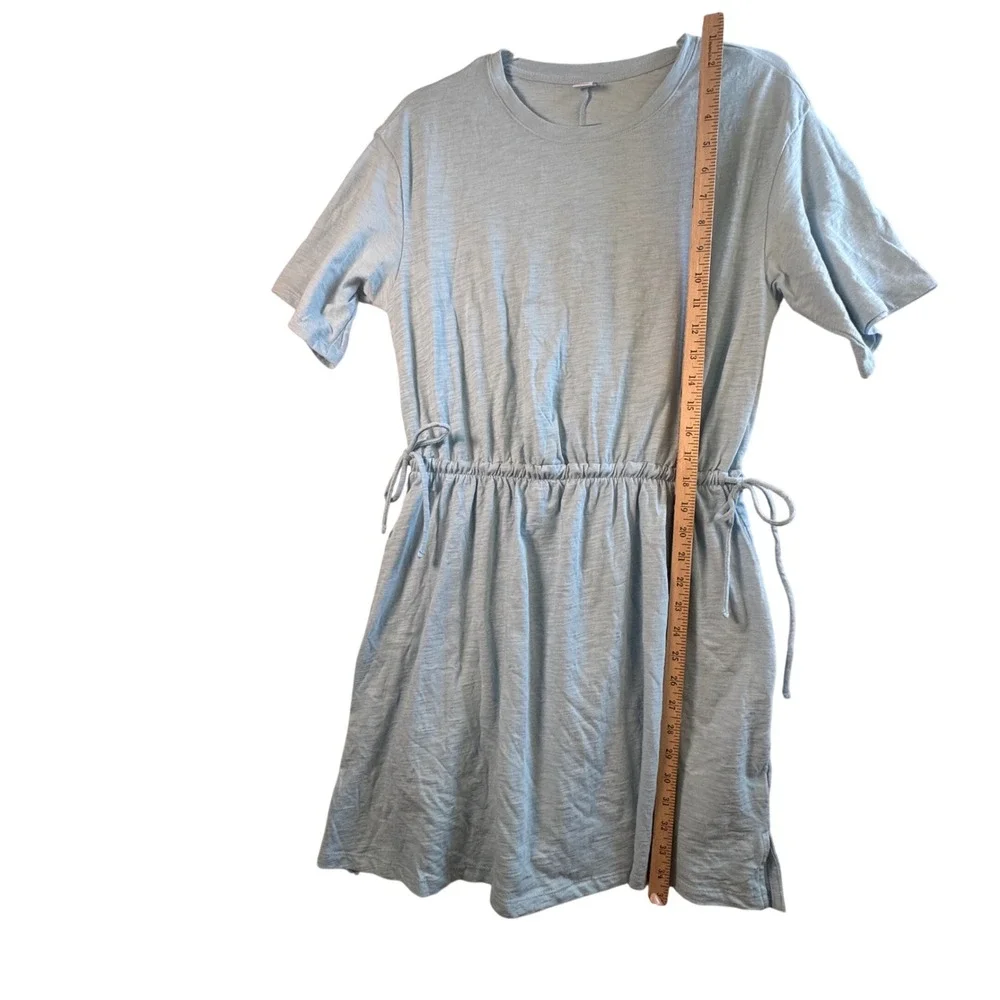 Old Navy T-Shirt Dress Cotton Slub Knit Light Blue Drawstring Waist Mini Medium